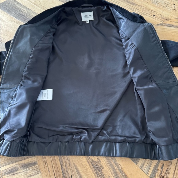 Sezane Black Leather Suede Jacket - Picture 6 of 10